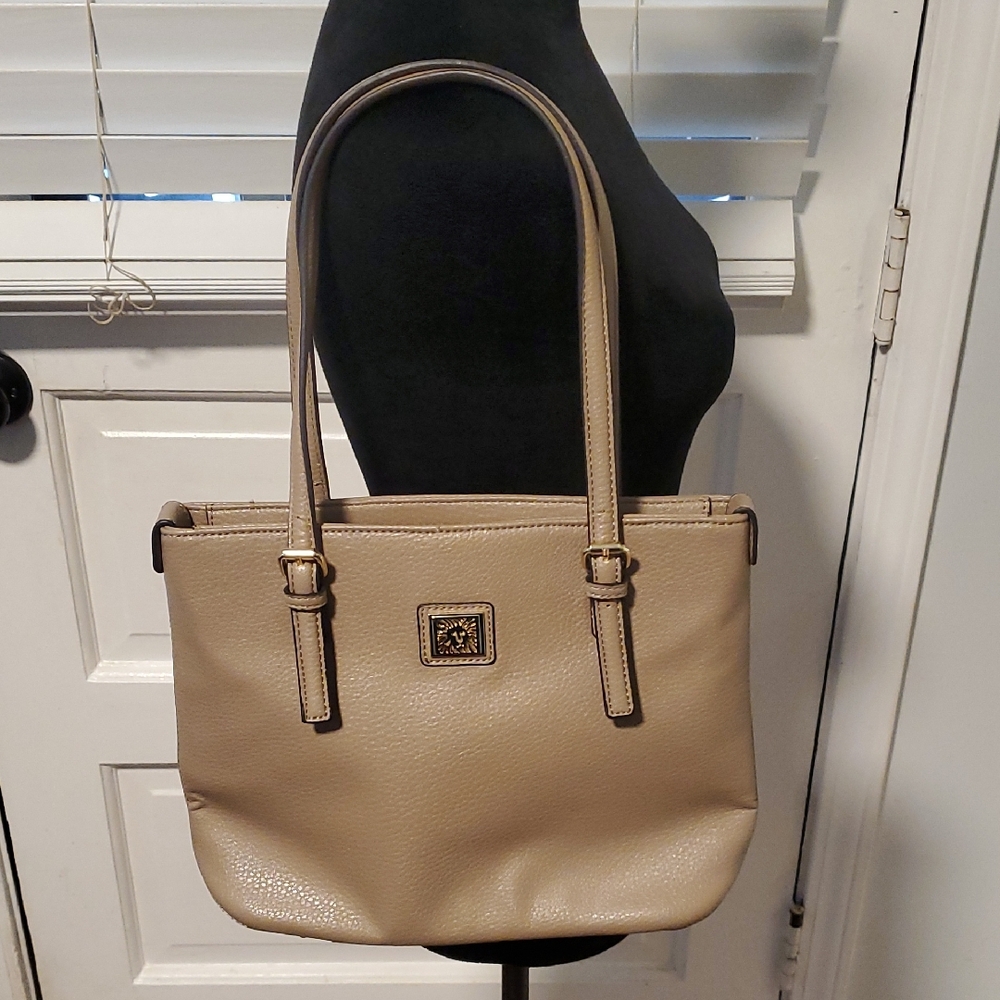 Anne Klein Taupe Shoulder Bag with Gold Accent